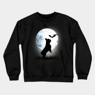 French bulldog frenchie and bat with full moon Crewneck Sweatshirt